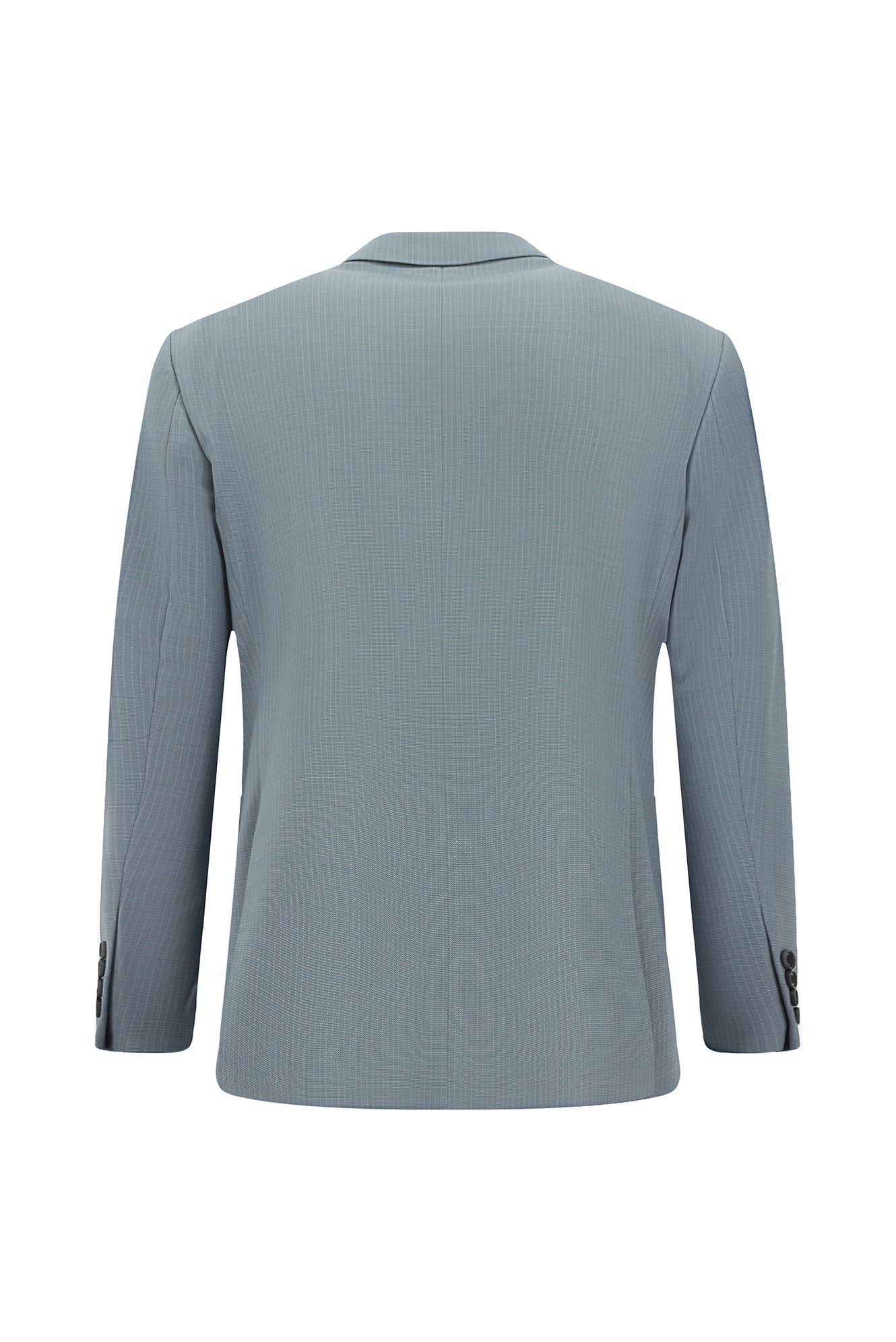 Açık Mavi Relaxed Fit Rahat Kesim Çizgili Yünlü Klasik Takım Elbise