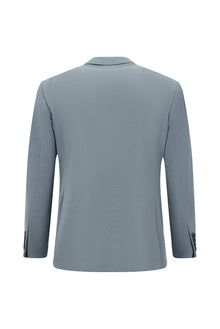 Açık Mavi 4 Drop Relaxed Fit Rahat Kesim Çizgili Yünlü Takım Elbise