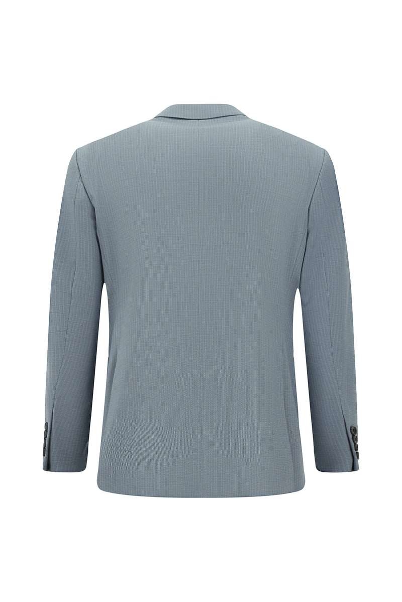 Açık Mavi 4 Drop Relaxed Fit Rahat Kesim Çizgili Yünlü Takım Elbise