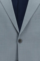 Açık Mavi Relaxed Fit Rahat Kesim Çizgili Yünlü Klasik Takım Elbise