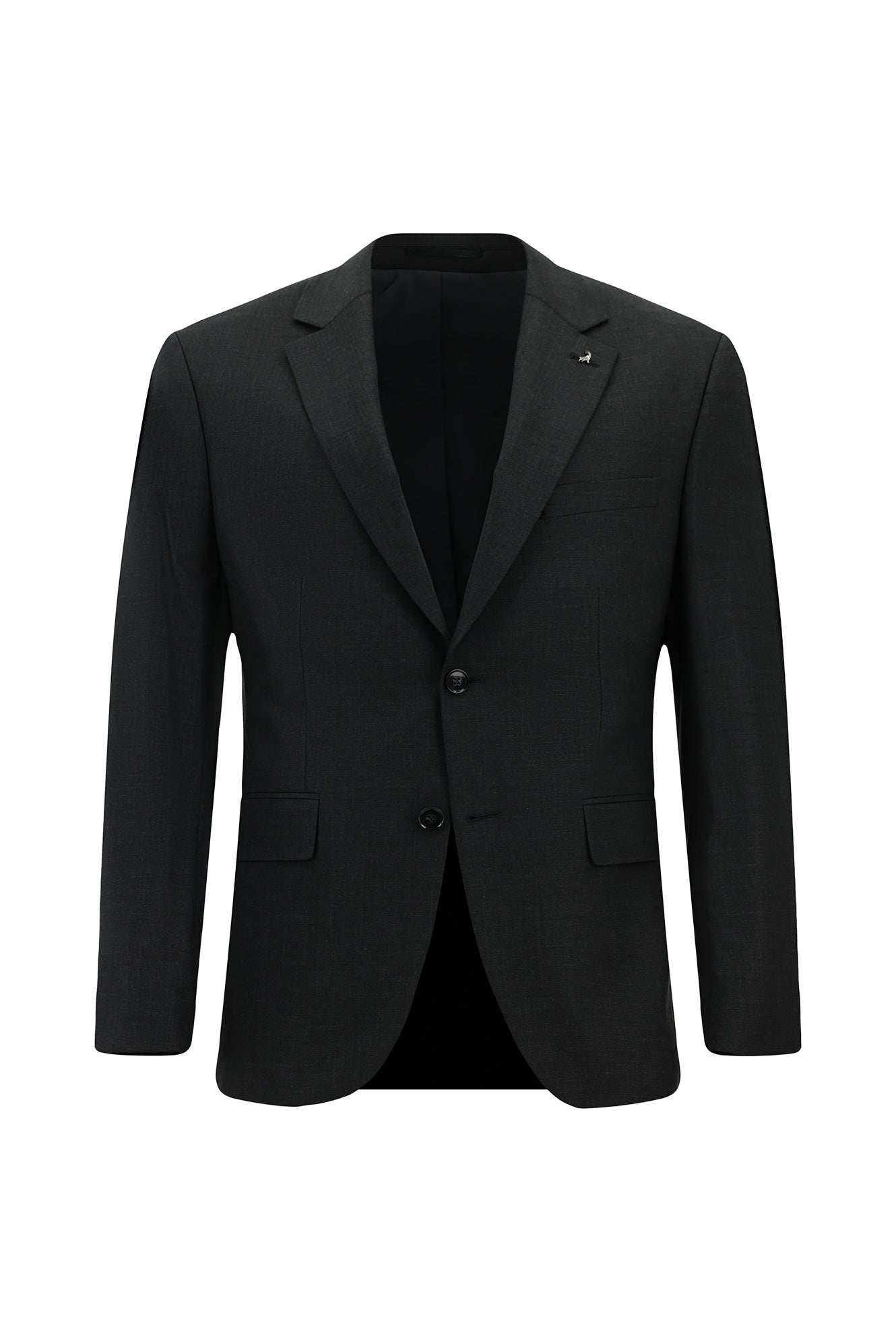 Koyu Füme Slim Fit Dar Kesim Çantalı Flex Suit Yünlü Klasik Takım