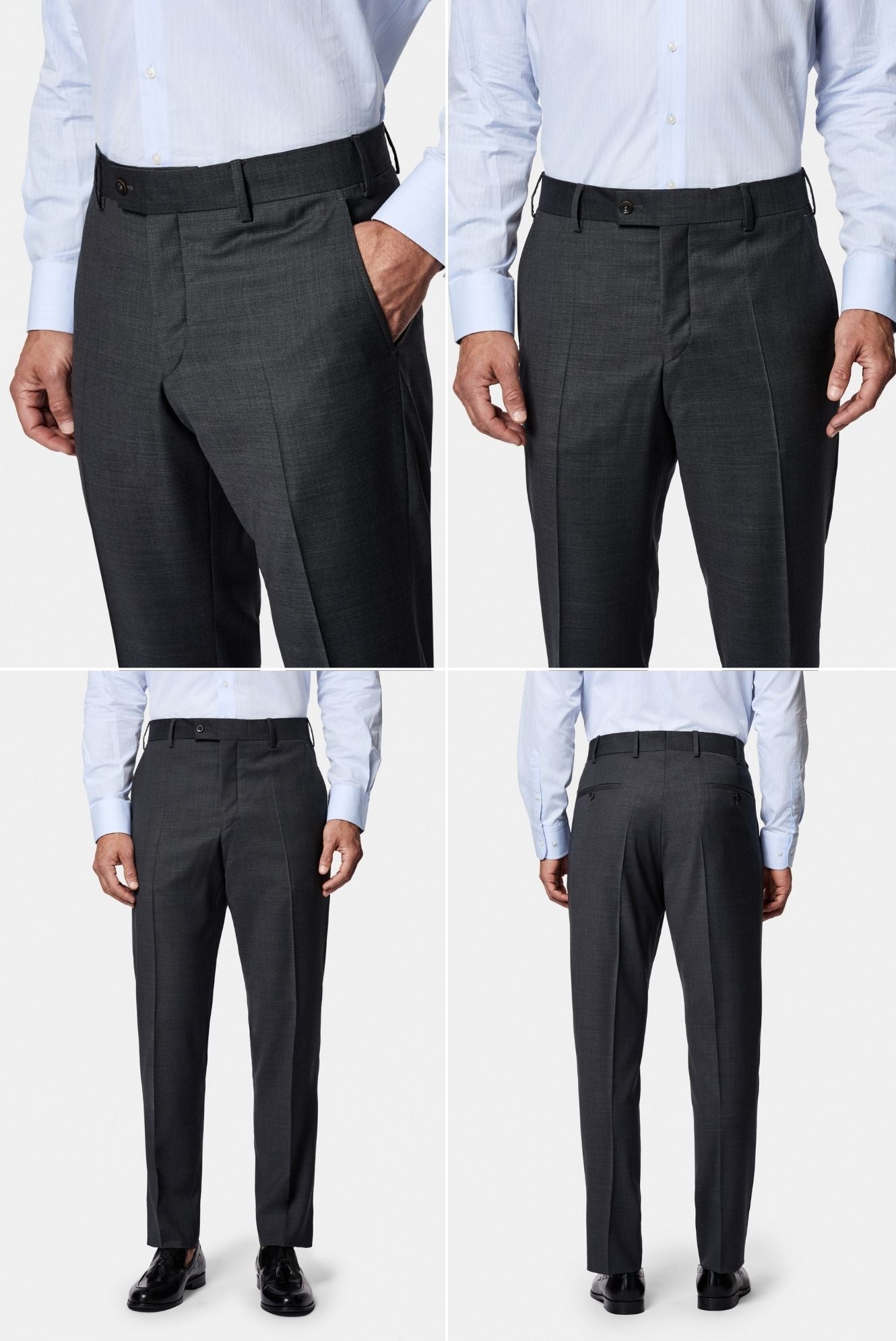 Orta Antrasit 6 Drop Regular Fit Standart Kesim Mono Yaka %100 Yün İtalyan Takım Elbise
