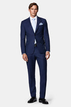 Orta Lacivert 6 Drop Regular Fit Standart Kesim Mono Yaka %100 Yün İtalyan Takım Elbise