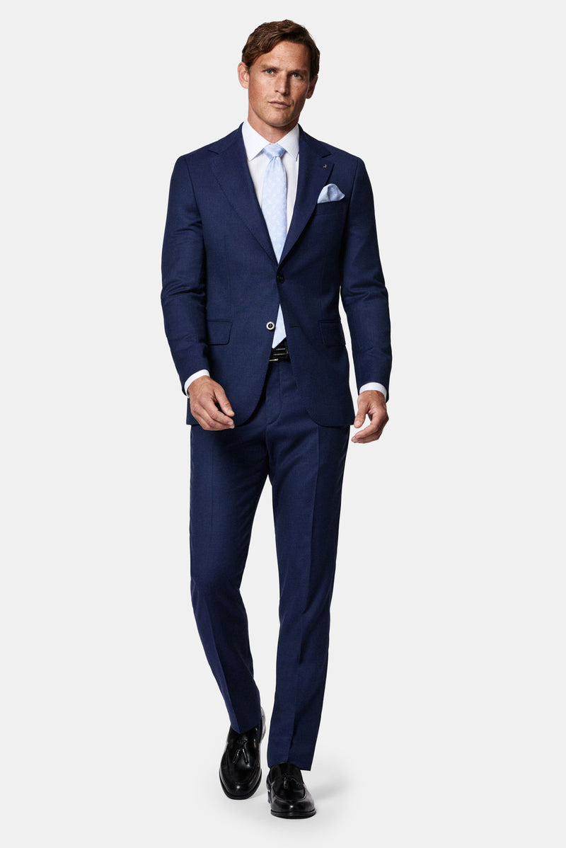 Orta Lacivert 6 Drop Regular Fit Standart Kesim Mono Yaka %100 Yün İtalyan Takım Elbise