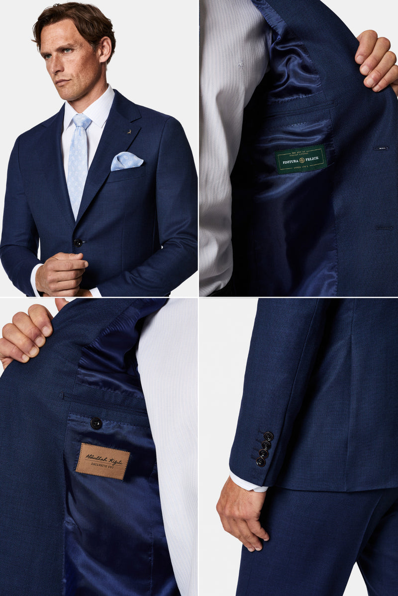 Orta Lacivert 6 Drop Regular Fit Standart Kesim Mono Yaka %100 Yün İtalyan Takım Elbise