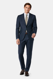 Koyu Lacivert 6 Drop Regular Fit Standart Kesim Mono Yaka %100 Yün İtalyan Takım Elbise