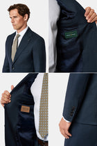 Koyu Lacivert 6 Drop Regular Fit Standart Kesim Mono Yaka %100 Yün İtalyan Takım Elbise