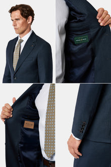 Koyu Lacivert 6 Drop Regular Fit Standart Kesim Mono Yaka %100 Yün İtalyan Takım Elbise