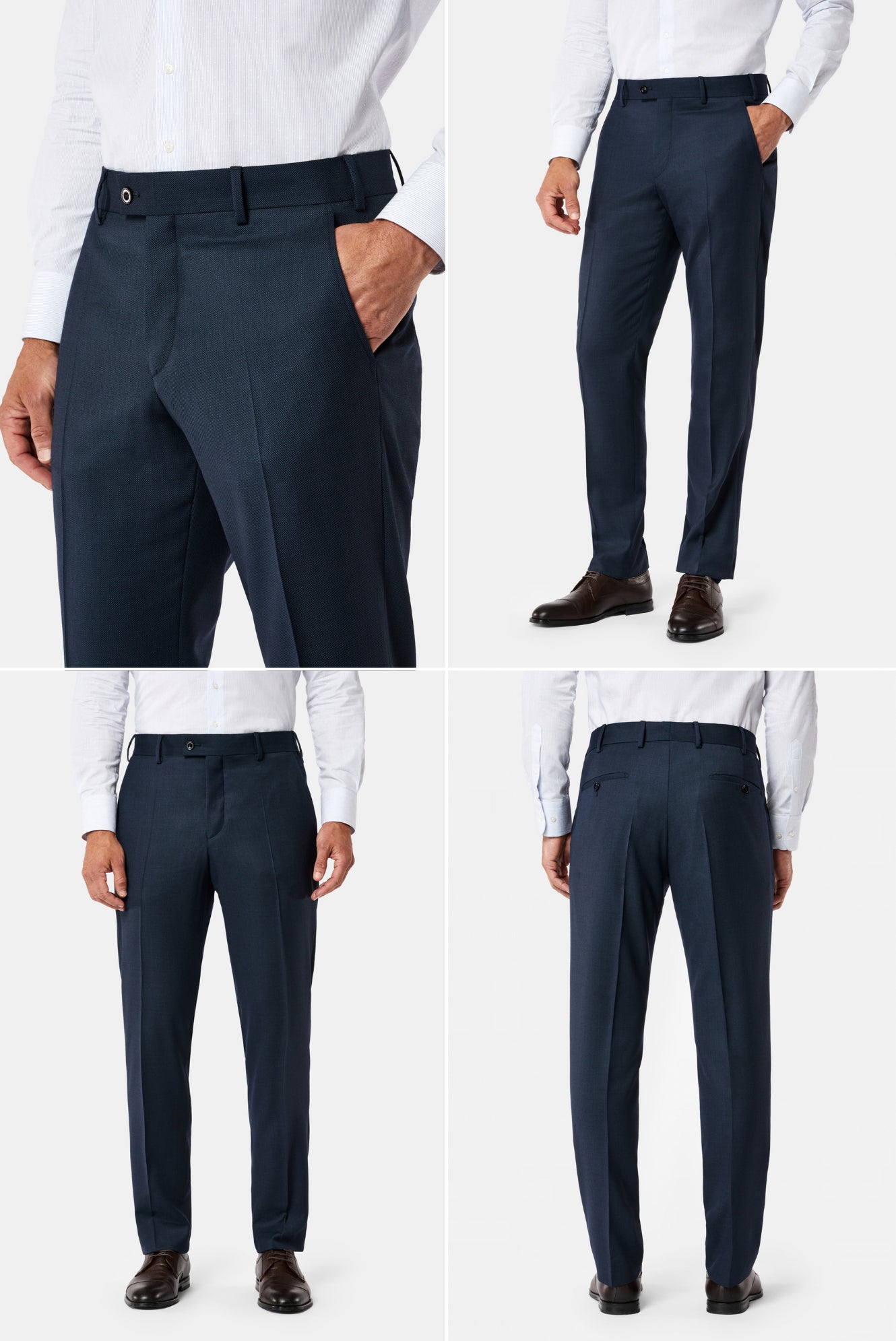 Koyu Lacivert 6 Drop Regular Fit Standart Kesim Mono Yaka %100 Yün İtalyan Takım Elbise