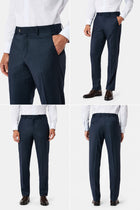 Koyu Lacivert 6 Drop Regular Fit Standart Kesim Mono Yaka %100 Yün İtalyan Takım Elbise