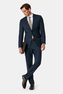 Koyu Lacivert 6 Drop Regular Fit Standart Kesim Mono Yaka %100 Yün İtalyan Takım Elbise