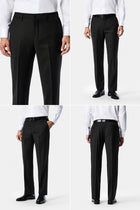 Siyah 7 Drop Slim Fit Dar Kesim Sivri Yaka Beli Lastikli Yünlü Desenli Kruvaze Takım Elbise