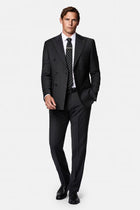 Marengo 6 Drop Regular Fit Standart Kesim Sivri Yaka Beli Lastikli Yünlü Desenli Kruvaze Takım Elbise