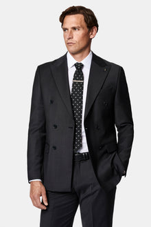 Marengo 6 Drop Regular Fit Standart Kesim Sivri Yaka Beli Lastikli Yünlü Desenli Kruvaze Takım Elbise