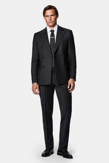 Marengo 6 Drop Regular Fit Standart Kesim Sivri Yaka Beli Lastikli Yünlü Desenli Kruvaze Takım Elbise