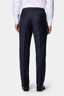 Koyu Lacivert 6 Drop Regular Fit Standart Kesim Sivri Yaka Beli Lastikli Yünlü Desenli Kruvaze Takım Elbise