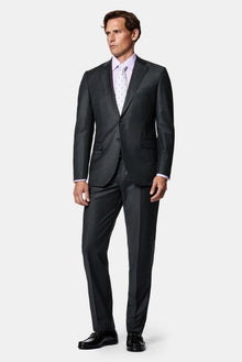 Koyu Füme 7 Drop Slim Fit Dar Kesim Yünlü Mono Yaka Beli Lastikli Takım Elbise