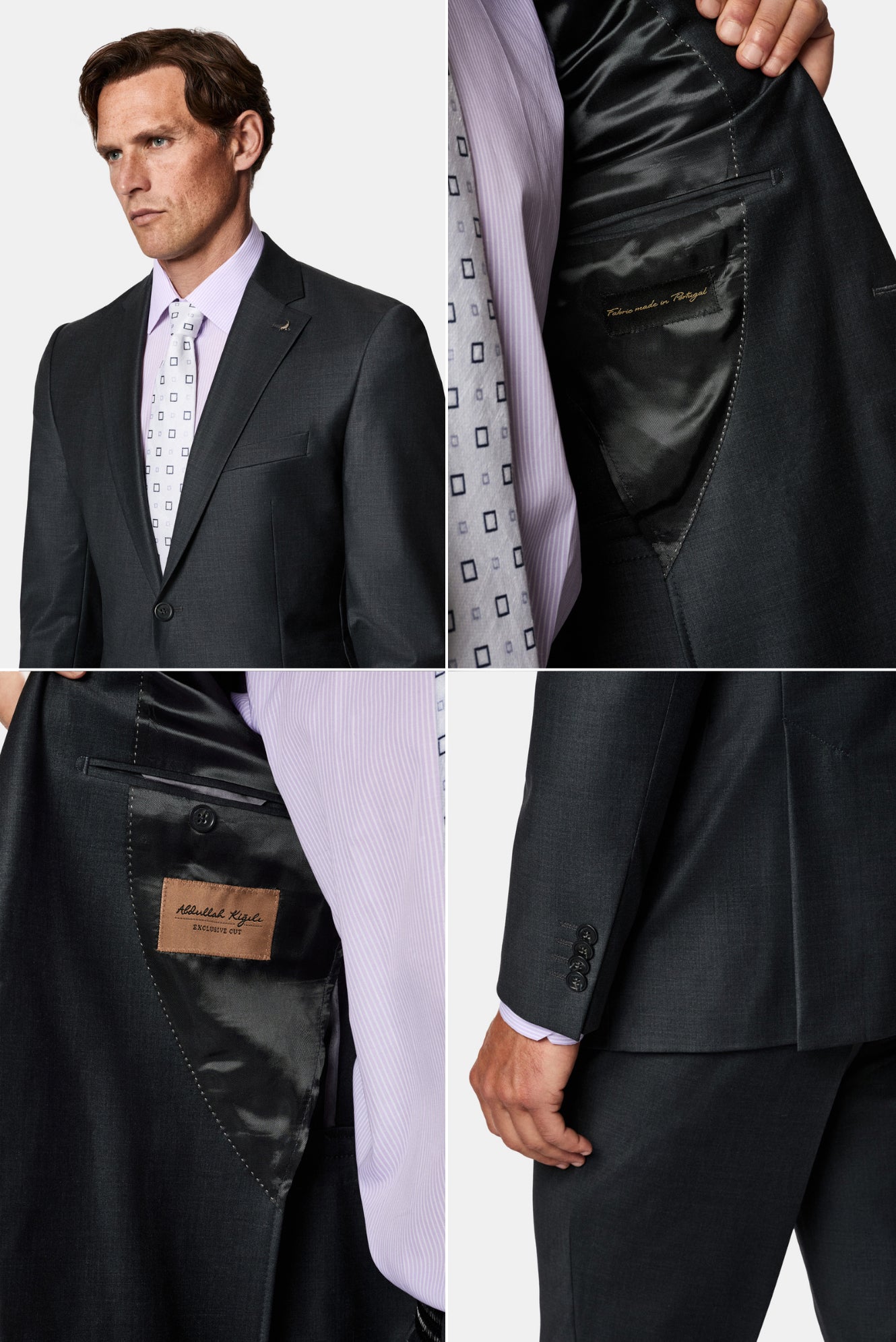 Koyu Füme 4 Drop Relaxed Fit Rahat Kesim Yünlü Mono Yaka Beli Lastikli Takım Elbise