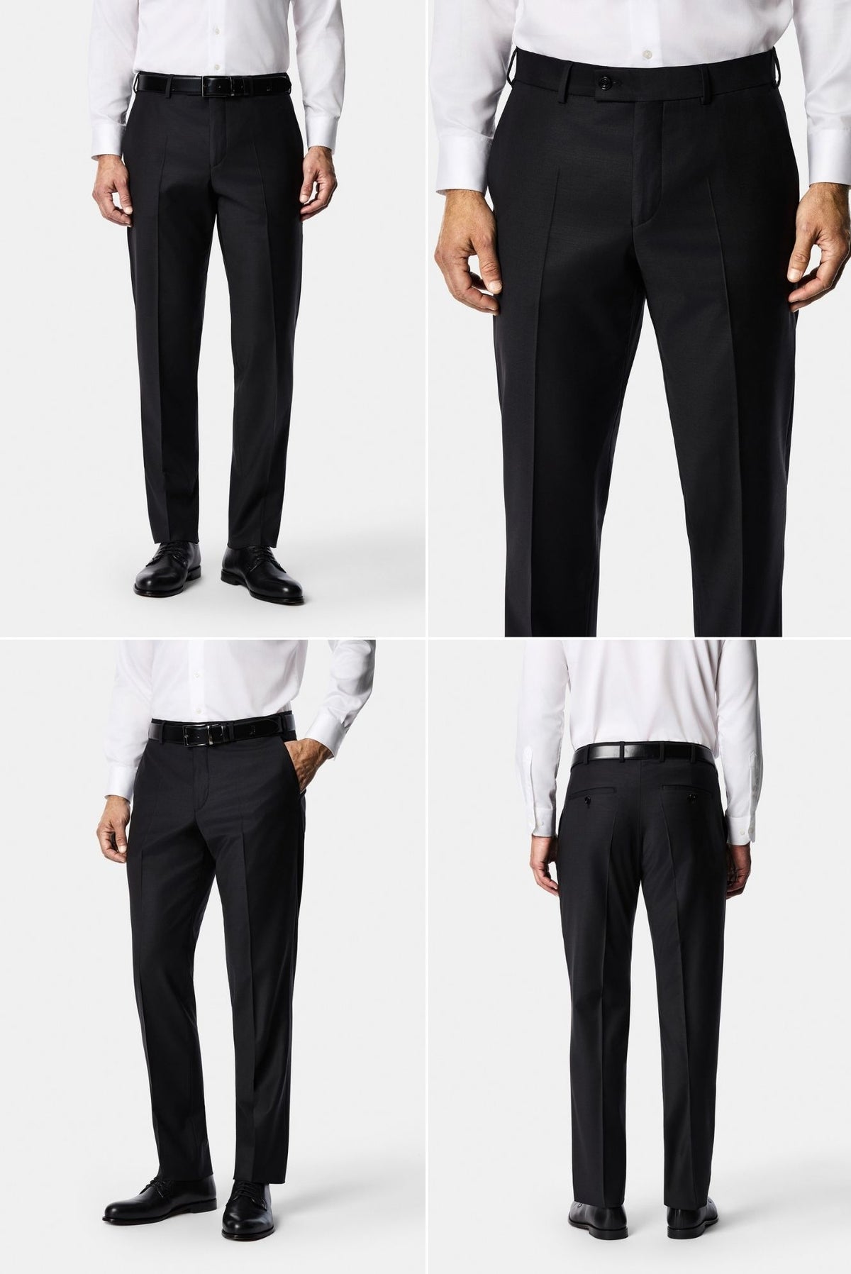Siyah Regular Fit Düz Yünlü Takım Elbise