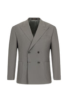 Orta Füme 7 Drop Slim Fit Dar Kesim Çizgili Sivri Yaka Kruvaze Kombinli Yünlü Tak?m Elbise-Abdullah Ki??l?