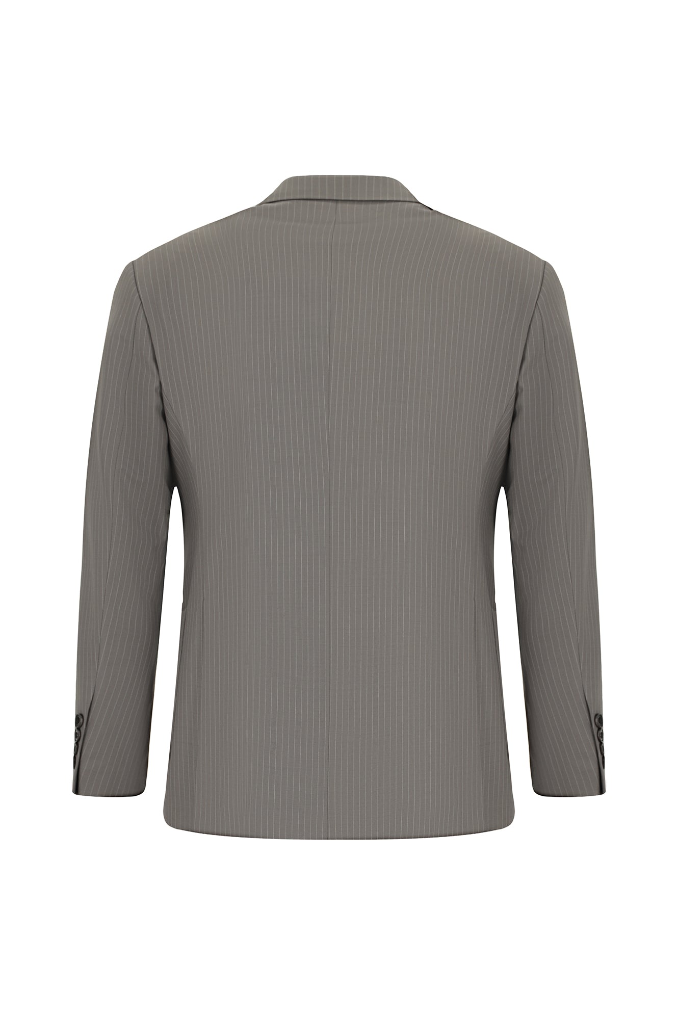 Orta Füme 7 Drop Slim Fit Dar Kesim Çizgili Sivri Yaka Kruvaze Kombinli Yünlü Tak?m Elbise-Abdullah Ki??l?