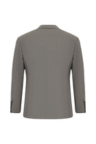 Orta Füme 7 Drop Slim Fit Dar Kesim Çizgili Sivri Yaka Kruvaze Kombinli Yünlü Tak?m Elbise-Abdullah Ki??l?