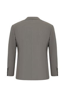 Orta Füme 7 Drop Slim Fit Dar Kesim Çizgili Sivri Yaka Kruvaze Kombinli Yünlü Tak?m Elbise-Abdullah Ki??l?