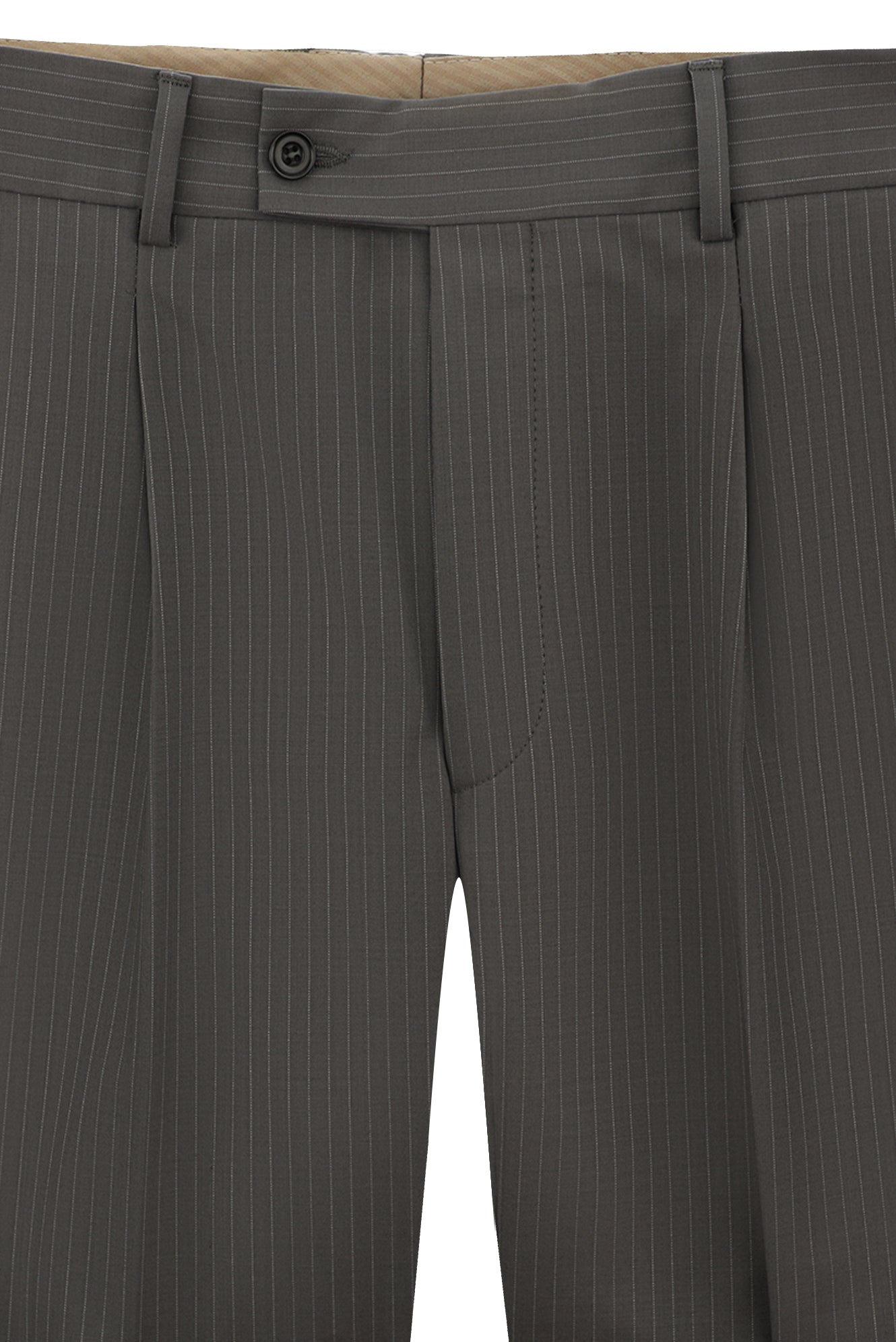 Orta Füme 7 Drop Slim Fit Dar Kesim Çizgili Sivri Yaka Kruvaze Kombinli Yünlü Tak?m Elbise-Abdullah Ki??l?