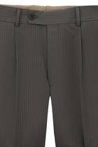 Orta Füme 7 Drop Slim Fit Dar Kesim Çizgili Sivri Yaka Kruvaze Kombinli Yünlü Tak?m Elbise-Abdullah Ki??l?