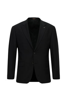 Siyah Regular Fit Mono Yaka Kombinli Yünlü Takım Elbise