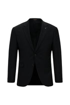 Siyah 7 Drop Slim Fit Dar Kesim Yünlü Kombinli Takım Elbise