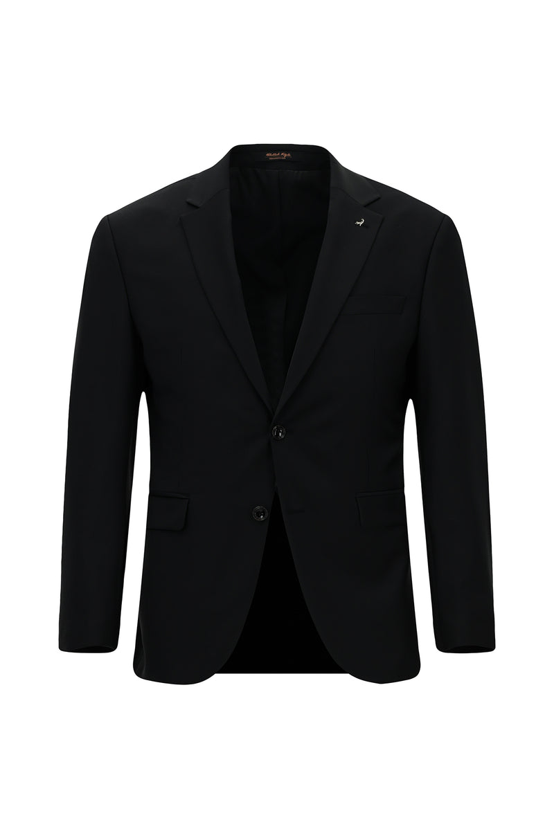 Siyah Slim Fit Dar Kesim Yünlü Kombinli Takım Elbise