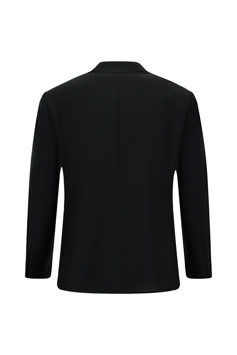 Siyah Regular Fit Mono Yaka Kombinli Yünlü Takım Elbise