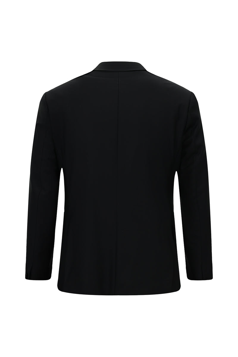 Siyah Slim Fit Dar Kesim Yünlü Kombinli Takım Elbise