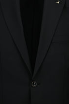 Siyah 7 Drop Slim Fit Dar Kesim Yünlü Kombinli Takım Elbise