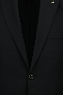 Siyah 7 Drop Slim Fit Dar Kesim Yünlü Kombinli Takım Elbise