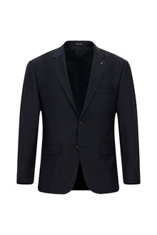 Koyu Lacivert Regular Fit Mono Yaka Kombinli Yünlü Takım Elbise