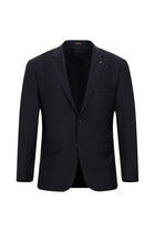 Koyu Lacivert Regular Fit Mono Yaka Kombinli Yünlü Takım Elbise