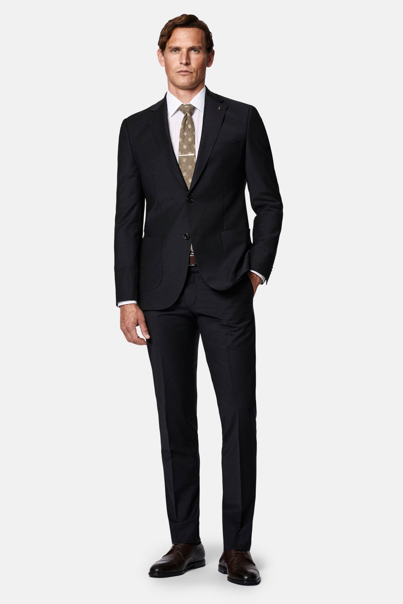 Siyah 7 Drop Slim Fit Dar Kesim Flex Suit Çantalı Yünlü Takım Elbise