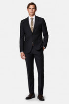 Siyah 7 Drop Slim Fit Dar Kesim Flex Suit Çantalı Yünlü Takım Elbise