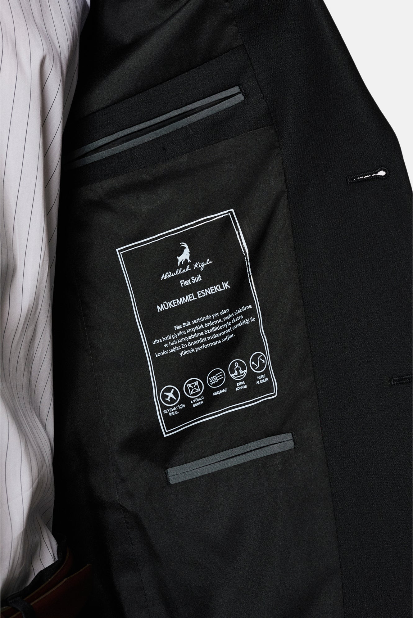 Siyah 7 Drop Slim Fit Dar Kesim Flex Suit Çantalı Yünlü Takım Elbise