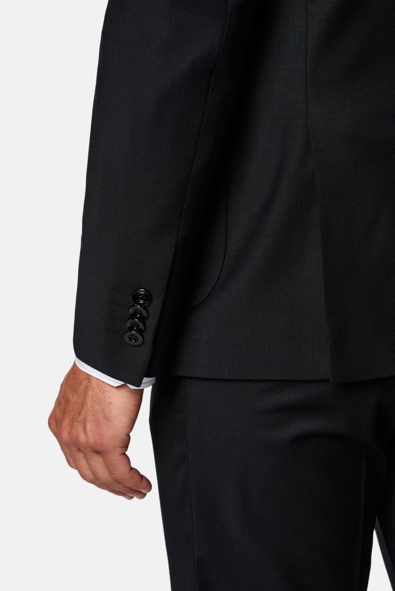 Siyah 7 Drop Slim Fit Dar Kesim Flex Suit Çantalı Yünlü Takım Elbise