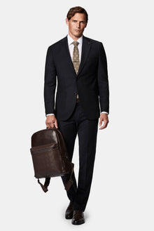 Siyah 7 Drop Slim Fit Dar Kesim Flex Suit Çantalı Yünlü Takım Elbise