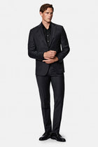 Koyu Füme 4 Drop Relaxed Fit Rahat Kesim Flex Suit Çantalı Yünlü Takım Elbise