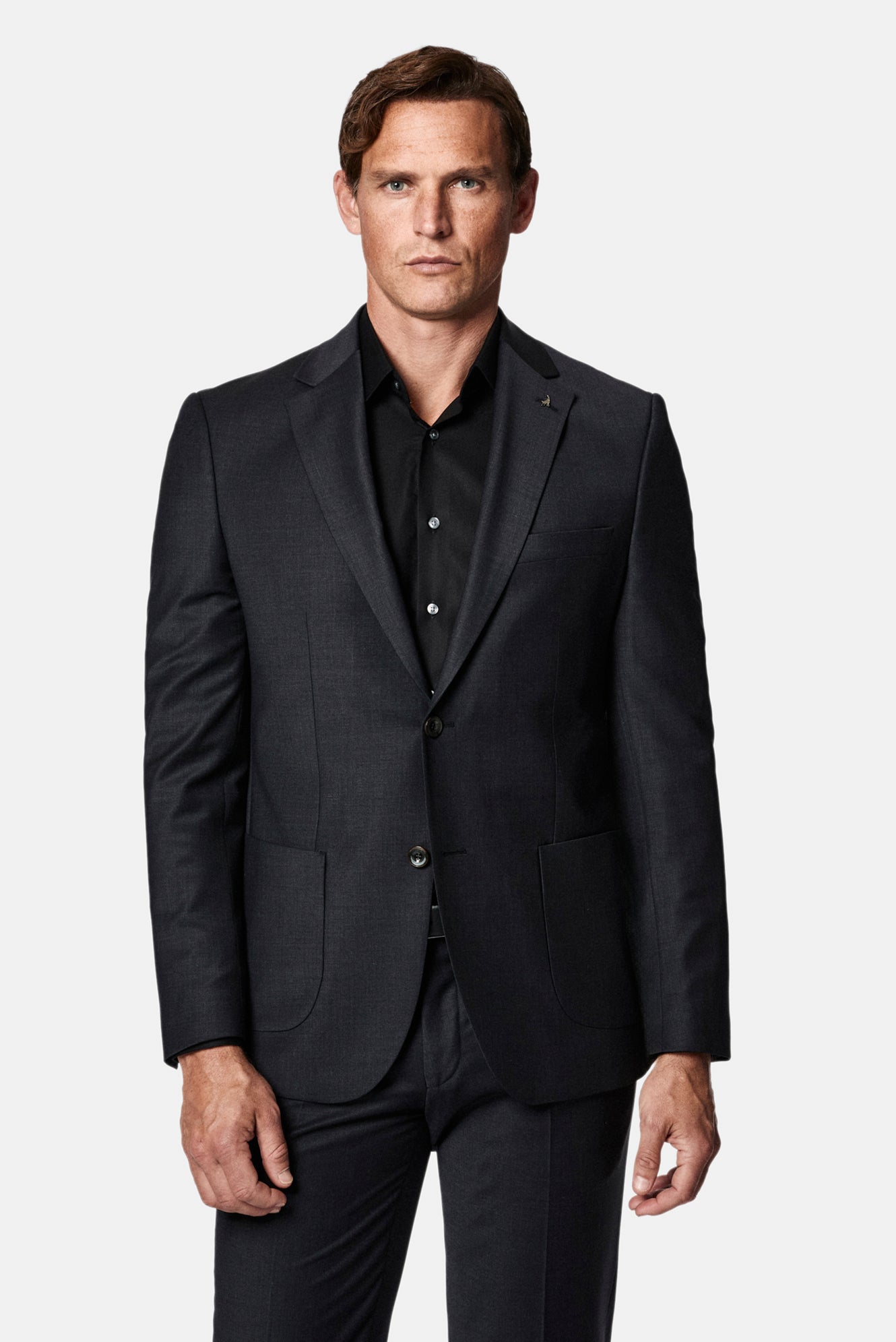 Koyu Füme 4 Drop Relaxed Fit Rahat Kesim Flex Suit Çantalı Yünlü Takım Elbise