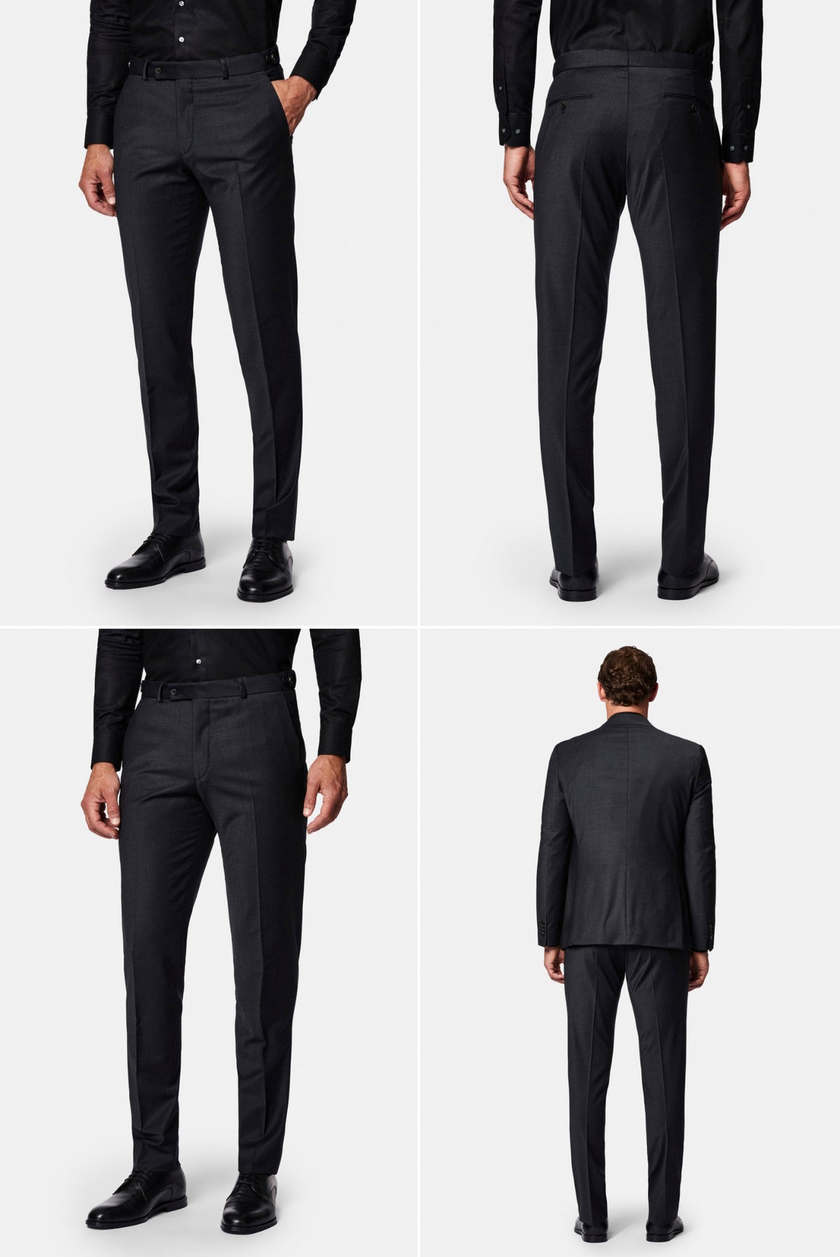 Koyu Füme 4 Drop Relaxed Fit Rahat Kesim Flex Suit Çantalı Yünlü Takım Elbise