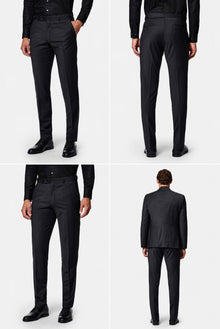 Koyu Füme 4 Drop Relaxed Fit Rahat Kesim Flex Suit Çantalı Yünlü Takım Elbise