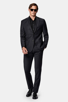 Koyu Füme 4 Drop Relaxed Fit Rahat Kesim Flex Suit Çantalı Yünlü Takım Elbise