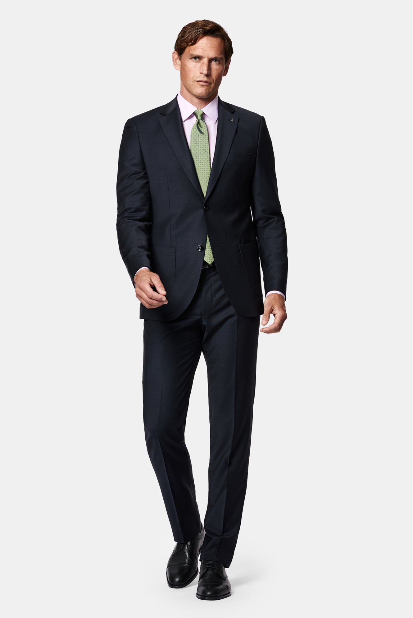 Koyu Lacivert 7 Drop Slim Fit Dar Kesim Flex Suit Çantalı Yünlü Takım Elbise