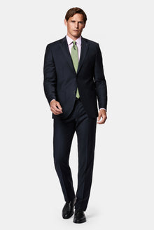 Koyu Lacivert 7 Drop Slim Fit Dar Kesim Flex Suit Çantalı Yünlü Takım Elbise